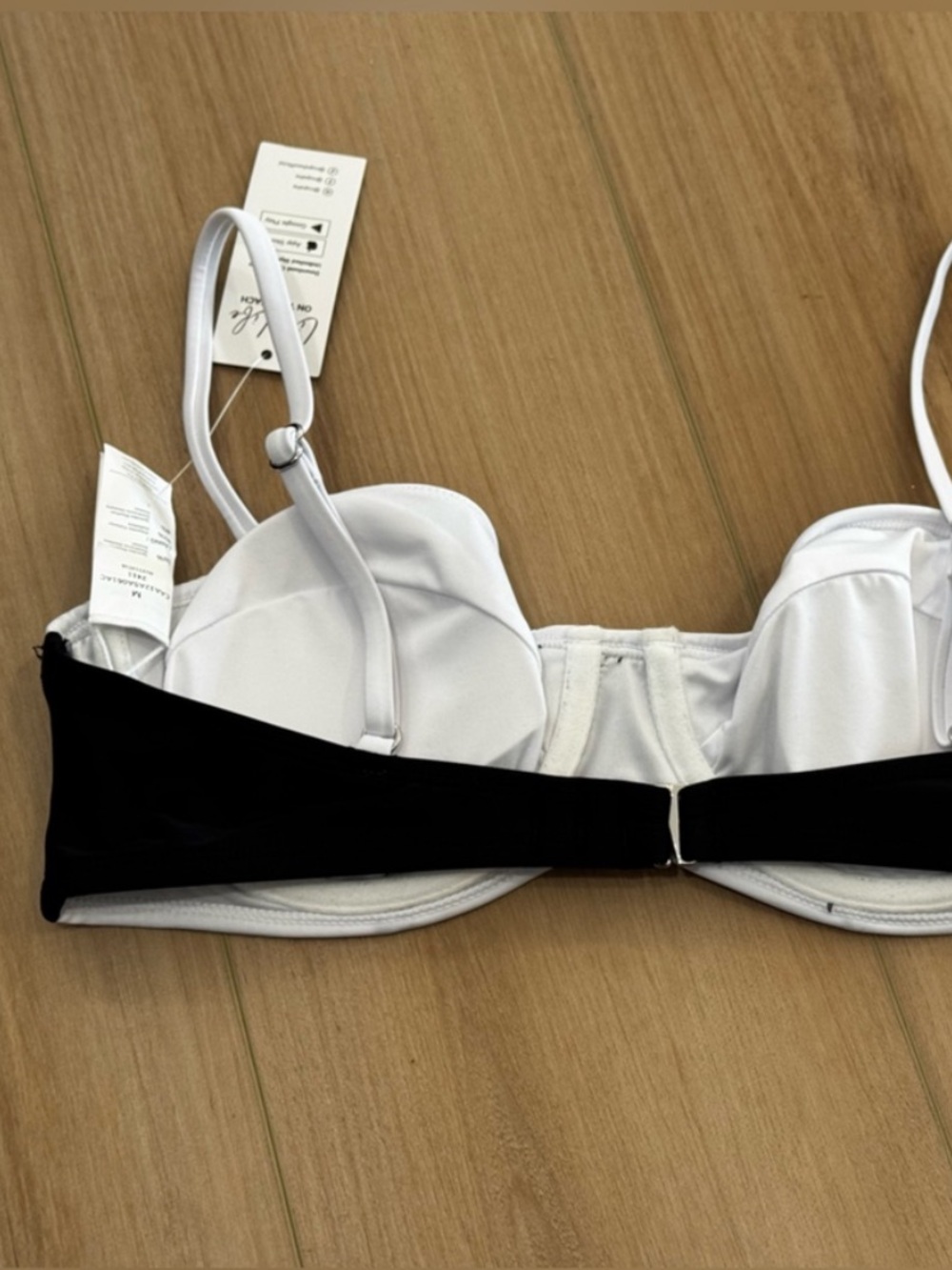 Cupshe black white classic color block with piping trim beach bikini top - Picture 7 of 11